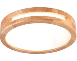 Plafondlamp Led 24W Moderne Rond Plafonnière Houten 30cm voor Woonkamer Keuken Slaapkamer Wit Licht