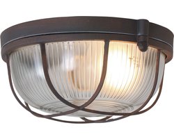 Plafondlamp Lisanne 1342B - Bruin & Transparant - Metaal & Glas - Dimbaar - Mexlite - Geschikt voor Binnen Gebruik - Diameter 17 cm, Hoogte 8 cm