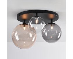 Plafondlamp Lumose 3-lichts - amber, smoke en transparant glas