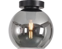 Plafondlamp Marino Zwart & Smoke Glas 20cm