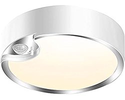 Plafondlamp met bewegingssensor, op batterijen werkend, plafondlamp met 400 lumen, 6000K, 7,8 inch, bewegingsgeactiveerd licht voor in de kast, trap, hal, douche, schuur, garage, voorraadkamer, kelder, veranda
