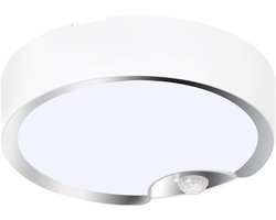 Plafondlamp met bewegingssensor, op batterijen werkend, plafondlamp met 400 lumen, 6000K, 7,8 inch, bewegingsgeactiveerd licht voor in de kast, trap, hal, douche, schuur, garage, voorraadkamer, kelder, veranda