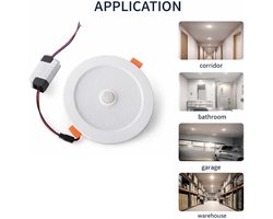 Plafondlamp Met Sensor - Inbouwspot Beweging - Energie Besparen - Automatische Verlichting - 12 Watt - Zuiver Wit