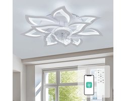 Plafondlamp met ventilator - Plafondlampen - Plafondventilator met verlichting - Kroonluchter - Chandelier - Woonkamer - Slaapkamer - Eetkamer - Stijlvol - Design - Dimbaar - Afstandsbediening - App Bediening - 77 cm diameter - LED