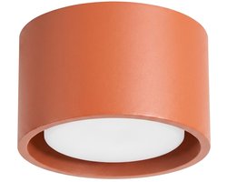 Plafondlamp MODO 1 rond, met ultraplat profiel - Sollux Lighting - IP20 - Okerrood aluminium behuizing - 10 x 10 x 6 cm - 1 x GX53 LED, exclusief lichtbron - Max. 10 W - Minimalistische plafondlamp voor woonkamer, slaapkamer en eetkamer