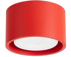 Plafondlamp MODO 1 rond, met ultraplat profiel - Sollux Lighting - IP20 - Rood aluminium behuizing - 10 x 10 x 6 cm - 1 x GX53 LED, exclusief lichtbron - Max. 10 W - Minimalistische plafondlamp voor woonkamer, slaapkamer en eetkamer