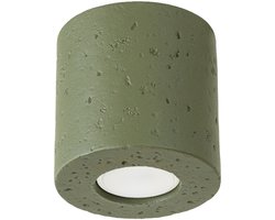 Plafondlamp ORBIS - Sollux Lighting - IP20 - Olijfgroen beton behuizing - 10 x 10 x 10 cm - 1xGU10 LED, exclusief lichtbron - Max. 10 W - Industriële plafondlamp voor hal, entreehal en woonkamer