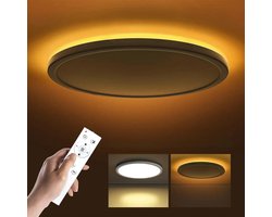 Plafondlamp Ovelo - incl backlight warm wit - Ø30 CM - Afstandsbediening - Plafonniere