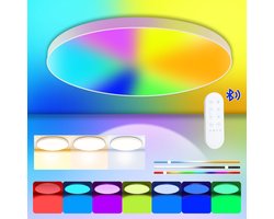 Plafondlamp - RGB LED-plafondlamp - Met afstandsbediening - Geschikt voor slaapkamers en woonkamers - 30 × 5,5 cm - Wit