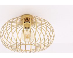 Plafondlamp Ribby - mat goud metaal - 1xE27 - ø40cm - open structuur