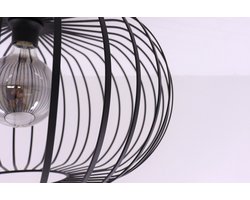 Plafondlamp Ribby - mat zwart metaal - 1xE27 - ø 50cm - open structuur