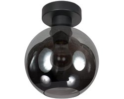 Plafondlamp Sferio 4373ZW met rookglas kap Ø15 cm - Modern ontwerp van Mexlite van metaal en glas, geschikt voor binnengebruik, E27 fitting, dimbaar met externe dimmer, sfeervol diffuus licht