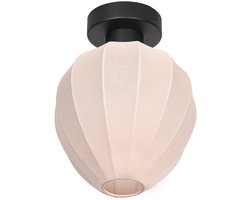Plafondlamp Silura 4370ZW – zwart met crème linnen kapje, gemaakt van metaal en textiel, compact ontwerp voor binnen gebruik, merk Mexlite