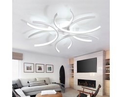 Plafondlamp Slaapkamer Dimbaar Moderne Plafondlamp en Afstandsbediening Woonkamer 6000K Plafondverlichting APP Grote Salon Plafondlamp Wit Metaal voor Eetkamer, Keuken, Hal