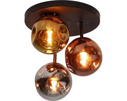 Plafondlamp Stellar Goud Koper Chroom 3 Lichts Ø 30cm