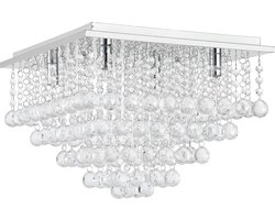 Plafondlamp Veli Prisma 28x38x38 met kristallen chroom 4xG9