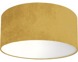 Plafondlamp velours oker geel - Kinderkamerdecoratie- Lamp voor aan het plafond - Diameter 35cm x 15cm hoog | E27 fitting maximaal 40 watt | Excl. Lichtbron