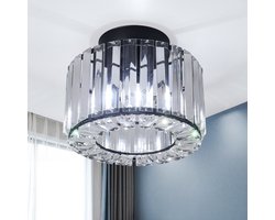 Plafondlamp - Verlichting - Gangpad - Lamp - Kristal Look - Plafonnière - 22 cm - Rond - Zwart - E27