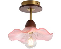 Plafondlamp Vintage Slaapkamer Plafonnière Badkamer Kinderkamer Glazen Lampenkap Roze