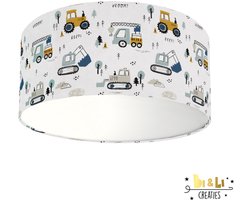 Plafondlamp voertuigjes-kinderkamer-sfeerverlichting-diameter 35 cm x 15 cm hoog-E27 fitting-diffuser-decoratie-lamp voor aan het plafond