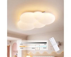 Plafondlamp voor kinderkamer, 30 cm, wolk, kinderkamer, led-plafondlamp, dimbaar, afstandsbediening 3000-6000 K, plafondlampen voor meisjes en slaapkamer, 15 W