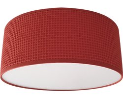 Plafondlamp wafelstof terracotta-kinderkamerdecoratie-Plafondlamp-Lamp voor aan plafond-Wafelstof-Kinderkameraccessoires- Lamp voor aan het plafond - Dieren plafondlamp | Diameter 35cm x 15cm hoog | E27 fitting maximaal 40 watt | Excl. Lichtbron