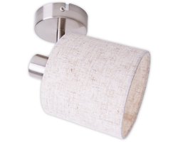 Plafondlamp Wandlamp "Maron" 17cm lengte 1 spots E14 Chroom Textiel Grijs