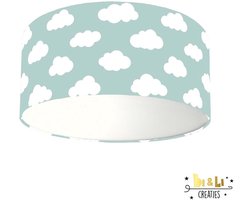 Plafondlamp wolken mint/blauw-sfeerverlichting-kinderkamer-incl diffuser-wolken-incl plafondfitting