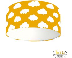 Plafondlamp wolken oker geel-sfeerverlichting-kinderkamer-incl diffuser-wolken-incl plafondfitting
