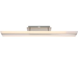 Plafondlamp woonkamerlamp zilver LED plafondlamp eettafel, gemaakt van aluminium met satijnen kap, 1x 28W 1x 2240lm 3200K, LxH 90x12 cm