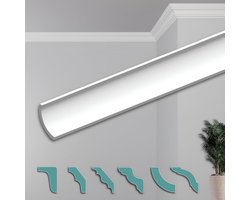 Plafondlijsten Polystyreen - Stucprofielen Sierlijsten - Wandafwerking Creëren - Lichtgewicht Robuust Materiaal - 2 Meter 68x68 mm - Wit