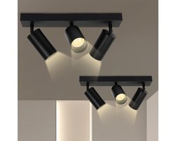 Plafondspot 3 Lichts voor Woonkamer en Slaapkamer - Sfeerverlichting met 2 Draaibare GU10 Spots
