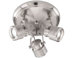 Plafondspot 3 vlammen retro lamp woonkamer plafond 3 spots plafondlamp rond, draaibaar, metaal mat nikkel, 3x GU10 stopcontacten, DxH 25x15 cm, Action 984203649000