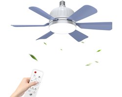 Plafondventilator 40W Ø46 cm - Met Verlichting - 3 step dim en snelheden - Plafonniere Met Ventilator - Met Afstandsbediening - Timer - Geschikt voor E26/E27 lamphouder - Koel voor de zomer - Voor Slaapkamer, Studeerkamer, Eetkamer, enz - Paars