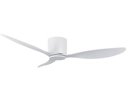 Plafondventilator Brezza 3 blad 132 cm wit - stille ventilator – top kwaliteit - energie zuinig – met remote - ventilator voor laag plafond - 6 snelheden - beste alternatief voor airco - zomer en winter stand – witte ventilator