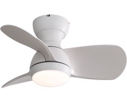 Plafondventilator Met Lamp - 3 ABS Bladen - Ø 23 inch - Dimbare lamp met 3 lichtstanden - Met Afstandsbediening - LED's Light - Wit
