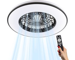 Plafondventilator met LED Verlichting 48W - Instelbare kleurtemperatuur 3000K-6500K - 60 cm - Zomer- en winterstand - Inclusief Afstandsbediening - Plafondlampen met Ventilator & Lamp - Wit