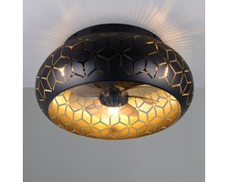 Plafondventilator met verlichting | 50 cm | bidar plafondlamp | 3 lichts | LED | bruin transparant zwart | kunststof rotan | moderne design functionele verlichting