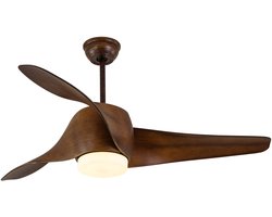 Plafondventilator met Verlichting | Retro | Hout | Ø 132 cm | Stille Motor <25dB | Dimfunctie | Plafond Ventilator met Verlichting | Plafondlamp met Ventilator