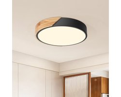 Plafondverlichting - Ronde LED Plafondlamp - 31 x 5cm - Flikkervrij & 3000K Warm Licht - Ultradun 5cm & Eikenfineer - Eenvoudige Montage - Voor Slaapkamer & Woonkamer