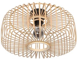 Plafonnier Breeza-Beache 4145ZW met bamboe kap Ø 50cm - naturel en zwart - Steinhauer - trendy binnenverlichting