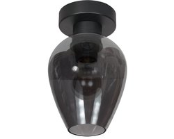 Plafonnier Drovia 4372ZW smoke glas 15 cm hoogte 20 cm metaal zwart Steinhauer modern ontwerp