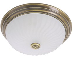 Plafonnière Belleron 2779BR Brons Ø30,5 cm van Steinhauer - 2 x E27 fittingen, klassiek ontwerp met glas en metaal, geschikt voor binnengebruik