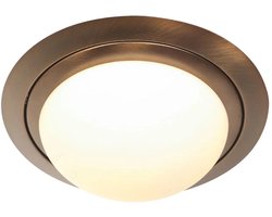 Plafonnieres Steinhauer Ikaro 1366BR Brons Ø29cm | Materiaal: Glas en Metaal | 4 Stappen Dimbaar | Warm Wit Licht 2700K, IP44 Geschikt voor Binnen