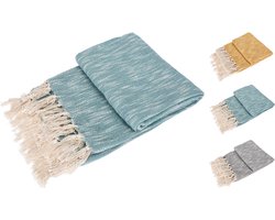 Plaid 100% katoen met franjes 130x170cm (1 stuk) assorti