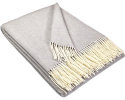 Plaid 100% Merino Wol - MILANO - Licht Grijs (140x200cm) ECO Deken Wol - Plaids.shop® Collectie