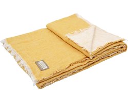 Plaid - 130 x 175cm - 60% Gerecycled katoen - Geel - Woonplaid