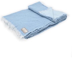 Plaid - 130 x 175cm - 60% Gerecycled katoen - Lichtblauw - Woonplaid