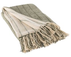 Plaid ALMA met franjes - 130x160 cm, groen