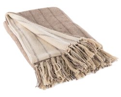 Plaid ALMA met franjes - 130x160 cm, taupe